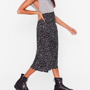Nasty Gal Polka Dot Satin Midi Skirt